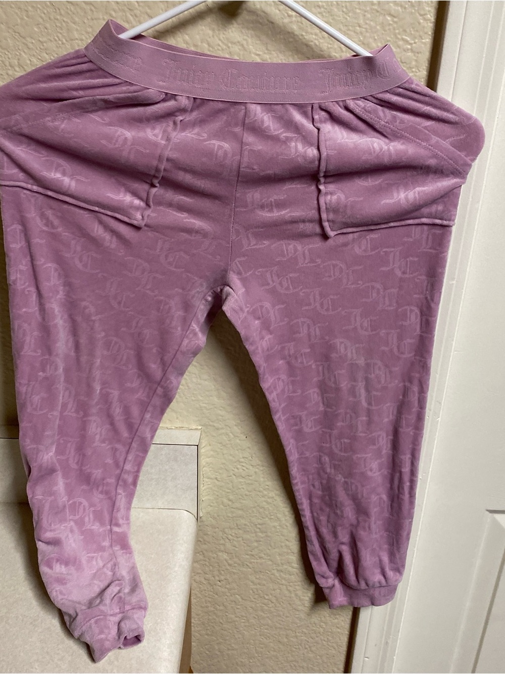Juicy Couture Lilac Velour Logo Jogger Pants
